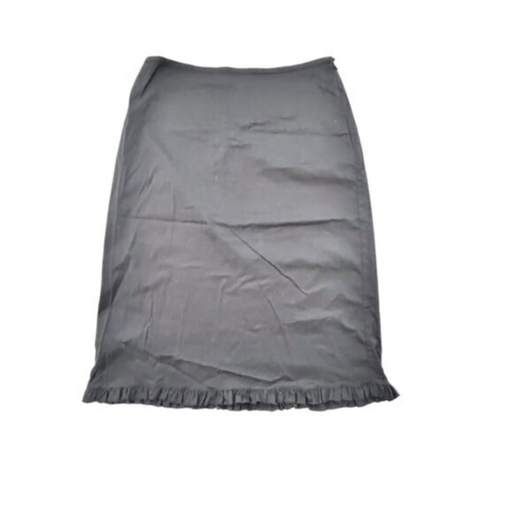 Ann Taylor Black Pencil Straight Skirt Size 12 Bottom Ruffle Career‎ Dressy EUC